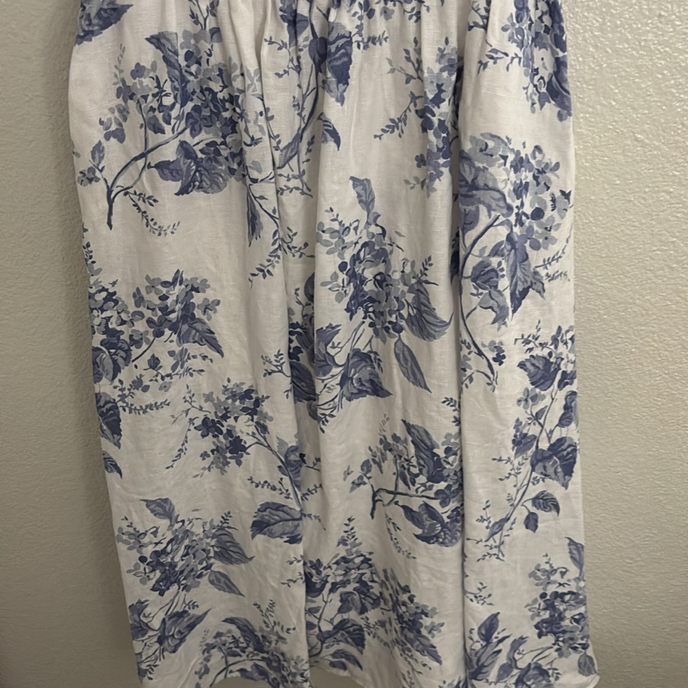 Reformation Cream Midi Dress with Blue Floral Print - Picture 10 of 15